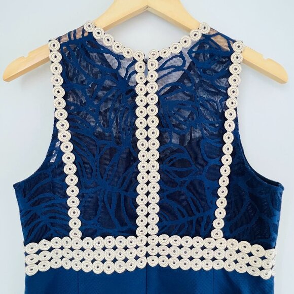 Lilly Pulitzer NWT Leigh Stretch Shift Dress True Navy & Gold Lace Detail Sz 6 - Picture 10 of 16